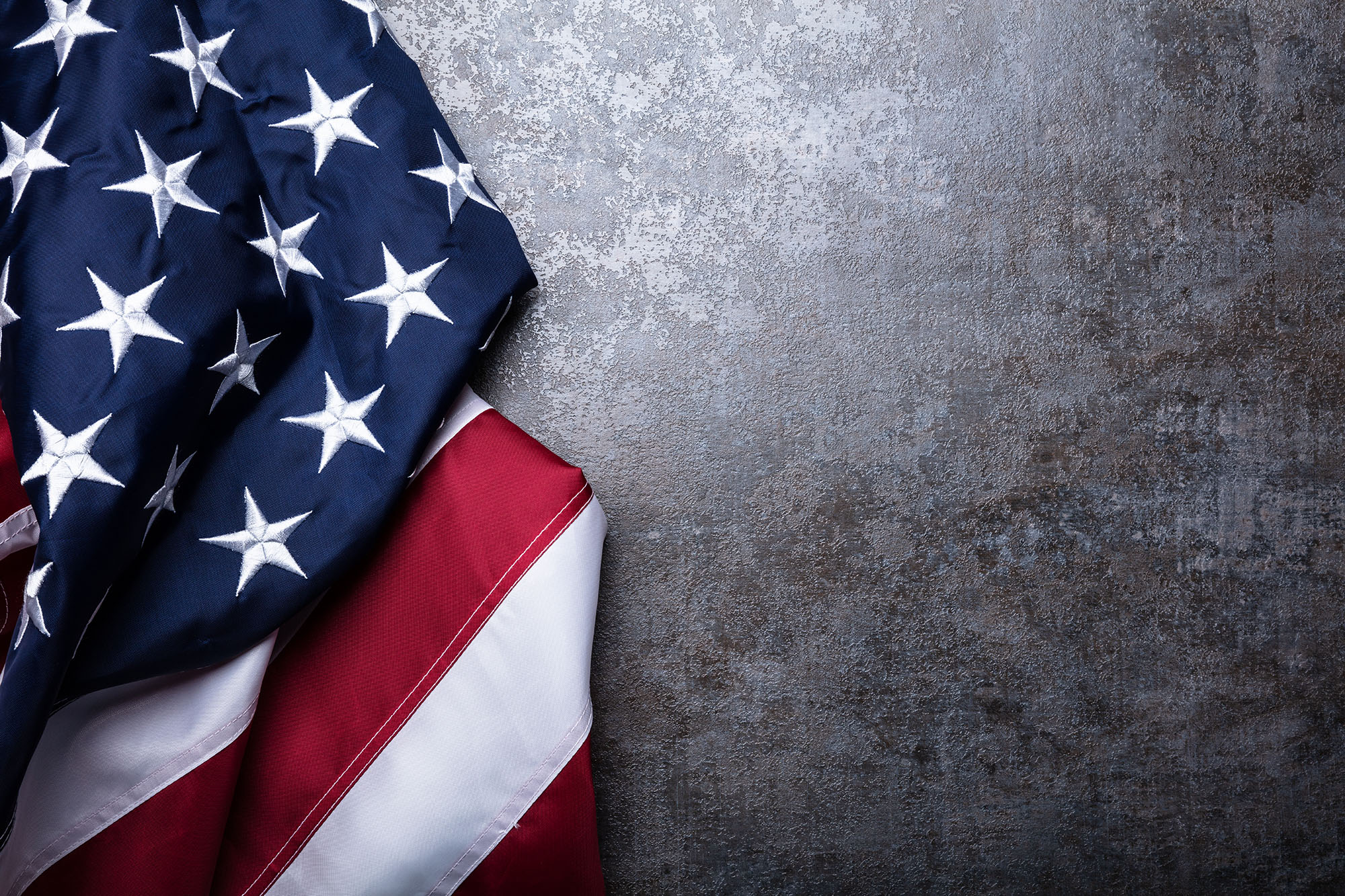 American Flag with concrete background