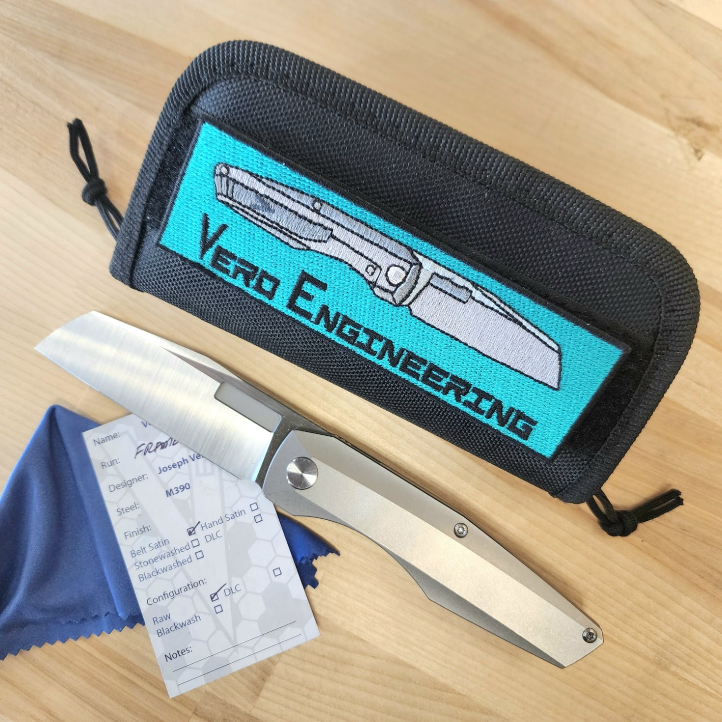 Preowned Vero Axon Frame Lock Raw Titanium Belt Satin M390 - DNK Knives